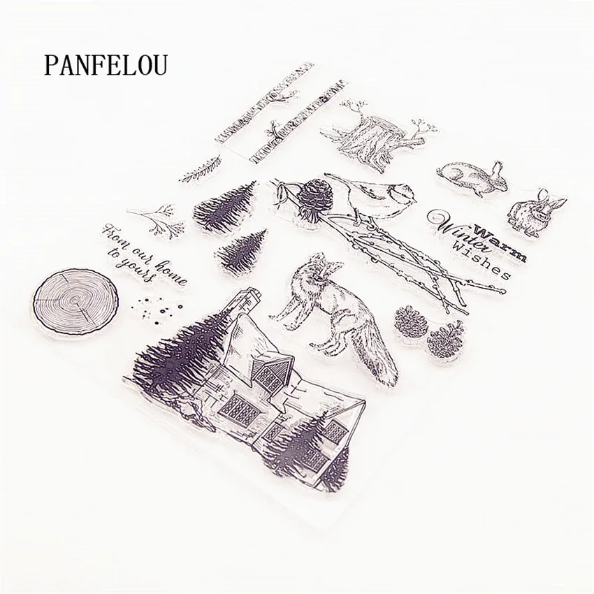 PANFELOU 16,5x21,5 кристма Лес Животные прозрачный силиконовый штамп/печать DIY Скрапбукинг/фотоальбом прозрачные штамп листы