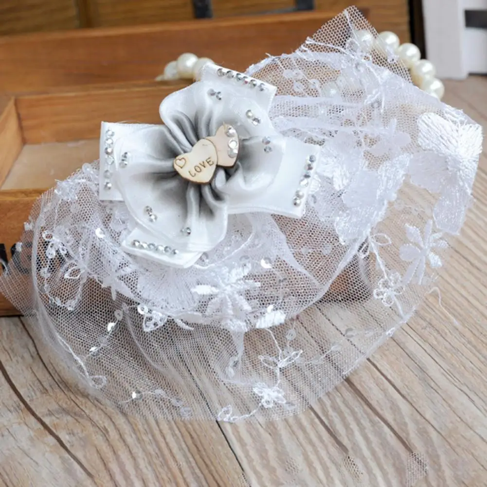 

Convenient Pet Hair Bow Clip Lightweight Eco-friendly Pet Hair Clip Veils Handmade Visual Effect Pet Veils