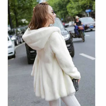 

Women 2020 Winter Fluffy Hooded Faux Fur Coats Female Plus Size Sheared Mink Fur Overcoat Thick Warm Outerwear 5XL 6XL 7XL B140