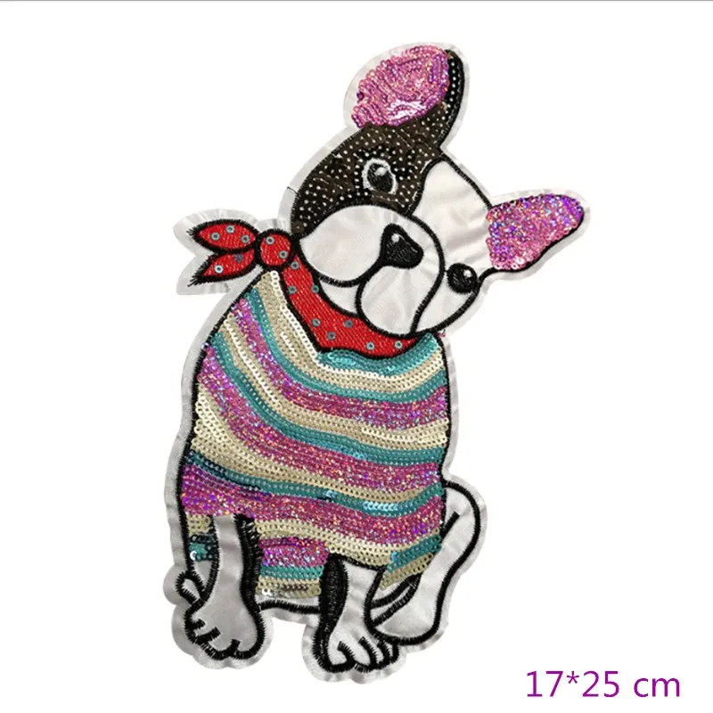 

Embroidery Cloth With Color Stripe Dog Embroidery Seal Embroidery Mark Sequins Embroidery Garment Patch