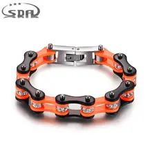 SDA, уникальный стиль, байкерские браслеты на цепочке, браслеты для женщин, крутые, модные ювелирные изделия, подарок, оранжевый, черный, блестящие браслеты с кристаллами YM014