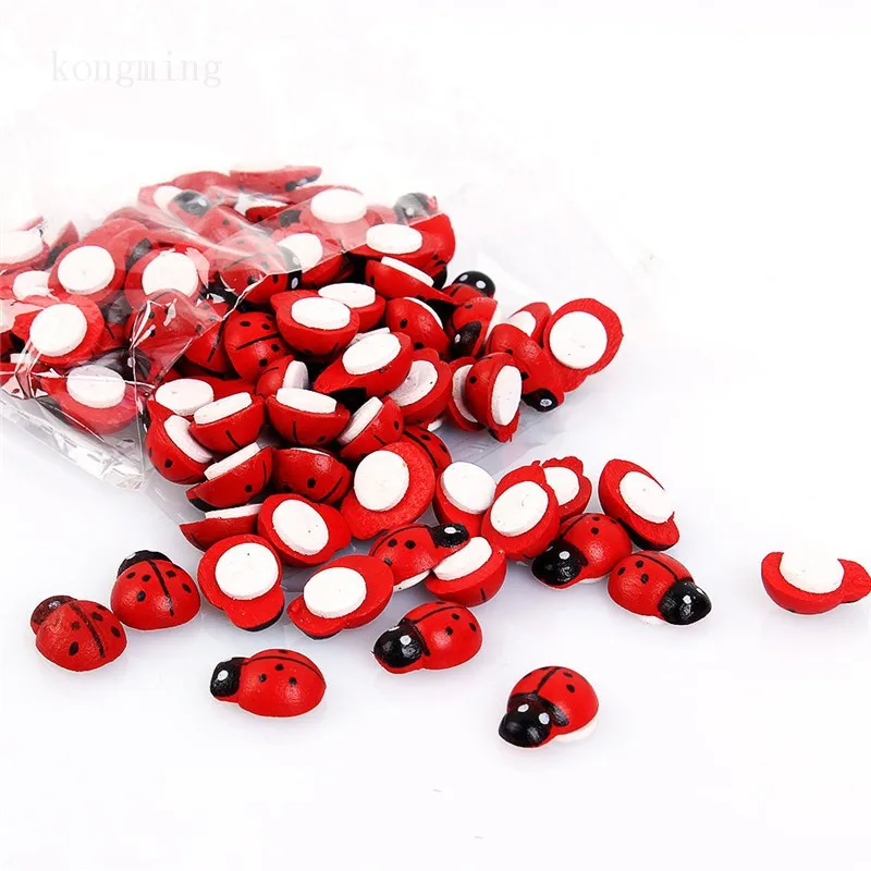 Домашний DecorationRed деревянная Божья коровка губка самоклеящиеся наклейки милый