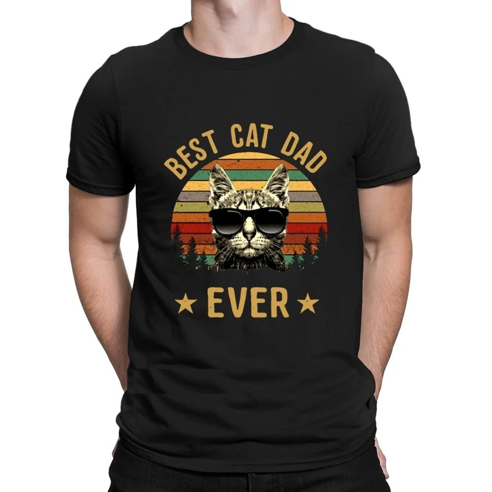 Футболка женская трикотажная с надписью Best Cat Dad Ever | Мужская одежда