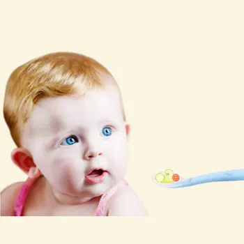 

Colorful Baby Soft silicone feeding spoon baby Spoon Safety Tableware Infant Learning spoons for baby