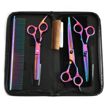 

Newest Professional Dog Pet Groom Scissors Kit Cutting Thinning Curved Shears Set Tool