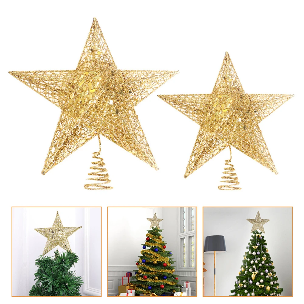 2pcs Christmas Tree Topper Star Plastic Christmas Star Tree Topper For