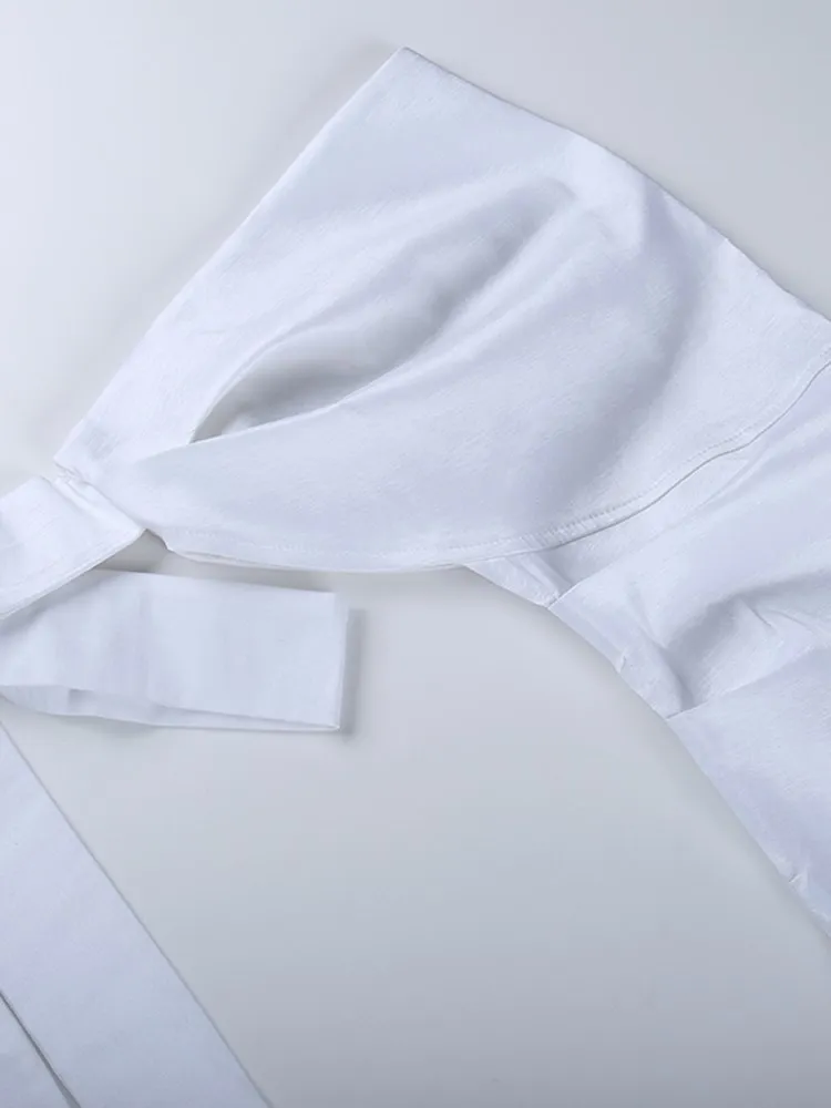 Elegante minivestido de fiesta con un solo hombro y mangas abullonadas, de patchwork, sin espalda, sexy, ajustado, para noche y club, 2025