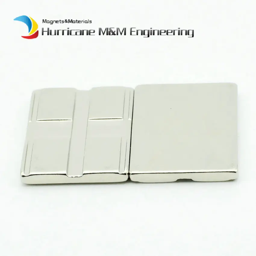 N42 NdFeB магнит-брусок с прорезями 3/4 "* 1/2" * 1/16 "полюса по бокам 19,05x12,7x1,59 мм тонкие прорези блок намагниченные блестящие никель