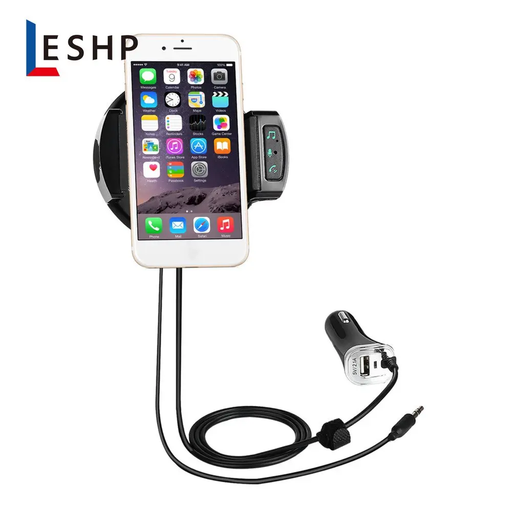 LESHP 5 V/2.1A Быстрая зарядка Hands Free Встроенный микрофон Многофункциональный Авто fm-передатчик для телефона 2,1-3,2 дюймов