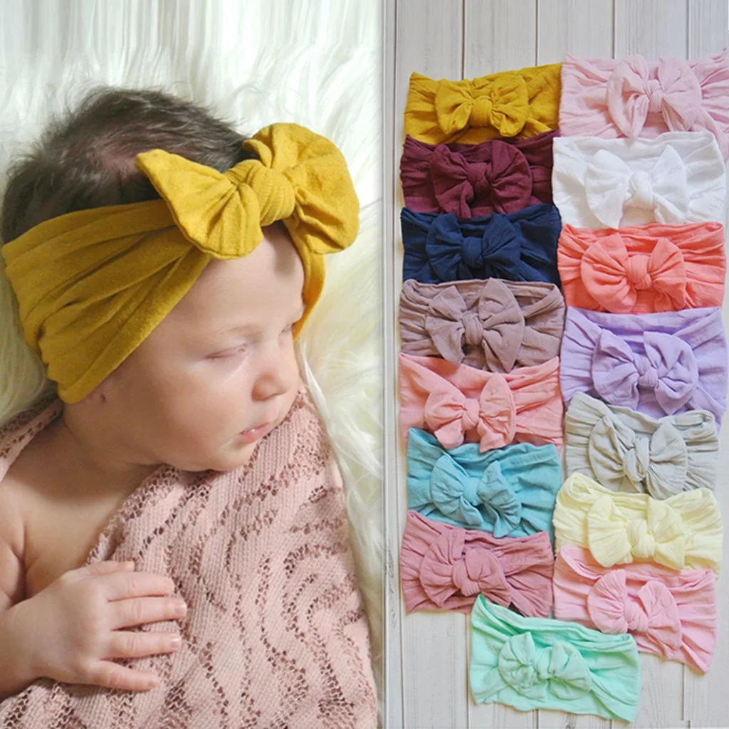 Turbante elástico con lazo para niña, accesorios para el cabello, diadema para niño, cintas para el pelo, fotografía de recién nacido, 0 a 3 años