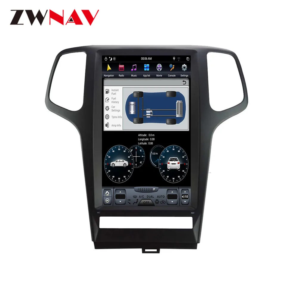 Excellent PX6 Android 8.1 4GB Tesla style Car GPS Navigation For JEEP Grand Cherokee 2010-2013 head unit multimedia player auto radio tape 4