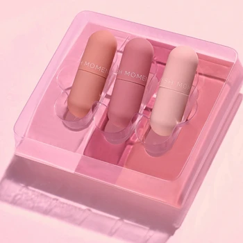 

Pudaier Mini Capsule Lip Glaze Mirror Matt Velvet Triple Lip Glaze Set with Persistent Moisturizing and Non-Contamination Of Cup