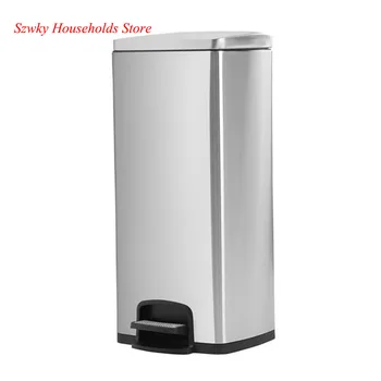 

Multifunction 30L Rectangle Stainless Steel Soft-Close Step Trash Can Bathroom Cleaning for Table Home Office Grey