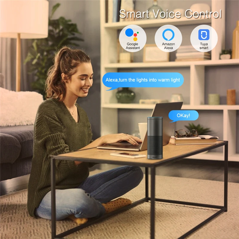 Умный Wifi светодиодный светильник, водонепроницаемый 5050 гибкий ленточный светильник, беспроводное управление голосовым приложением, Google Alexa, 12 В, 2 А, источник питания