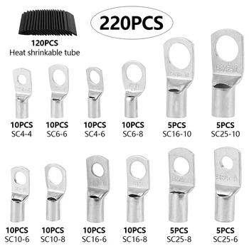 

220pcs Crimp Terminals Copper Ring Terminal Wire Crimp Electrical Wire Connectors Crimp Terminal Connector Assortment Kit