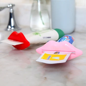 

Lips Shaped Plastic Tooth Paste Dispenser Holder Rolling Tube Squeezer Bathroom Accessories
