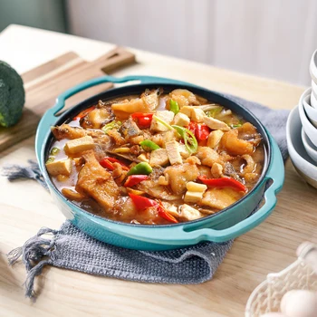 

Enamel cast iron baking plate soup rice stewing multi-functional thickening household pan electromagnetic gas stove roasting pot