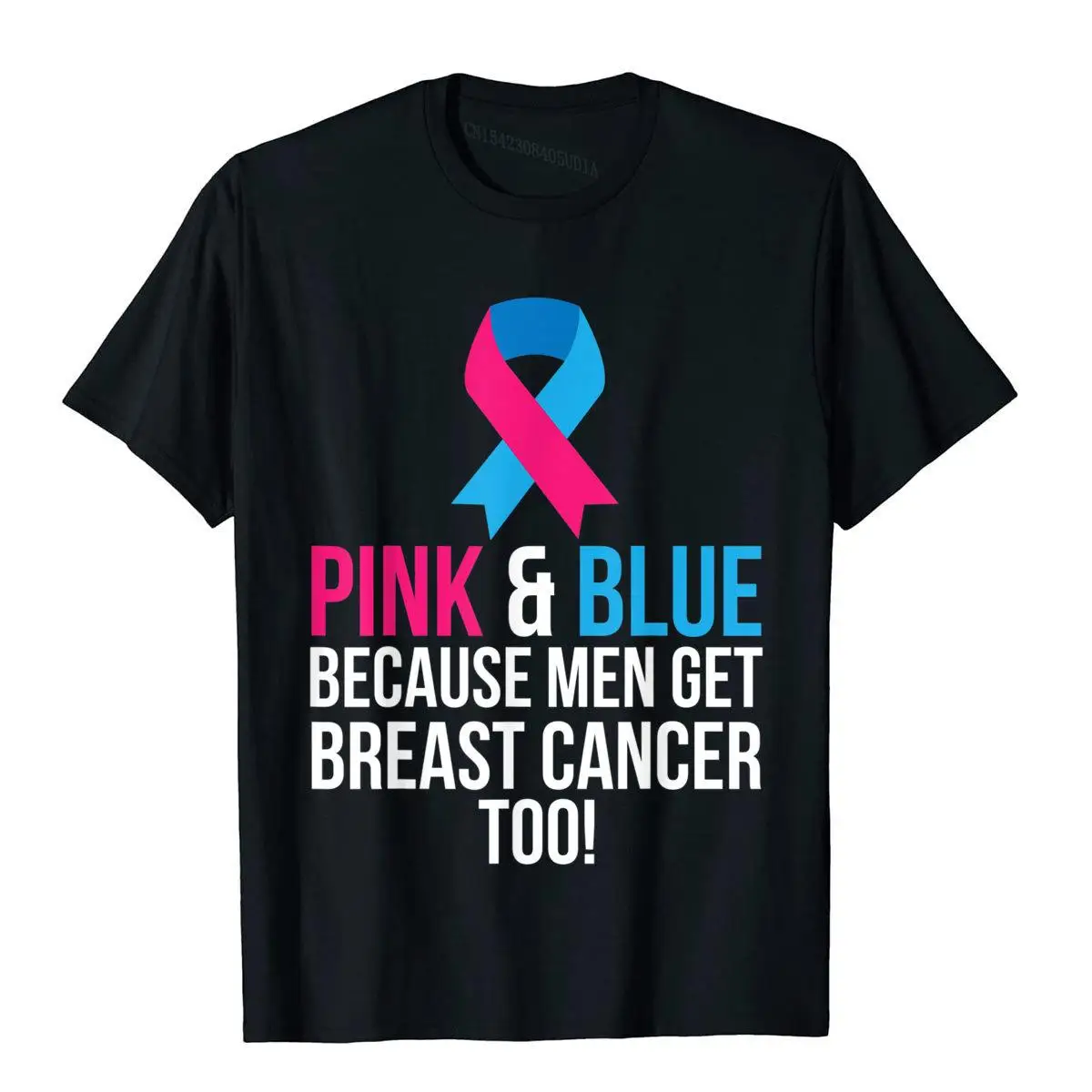 Pink And Blue Men Breast Cancer Awareness Shirt T-Shirt__B6658black