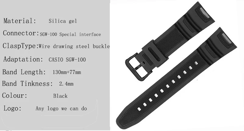 Черный силиконовый резиновый водонепроницаемый ремешок для Casio sgw-100 Ремешки для наручных часов умные часы аксессуары браслет
