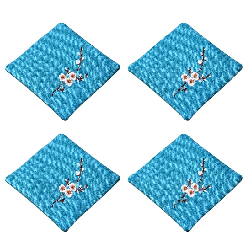 Blue Placemat Новое поступление, классическая настольная дорожка с вышивкой, современный декор, хлопковая льняная салфетка с цветочным рисунком - Цвет: Blue Placemat