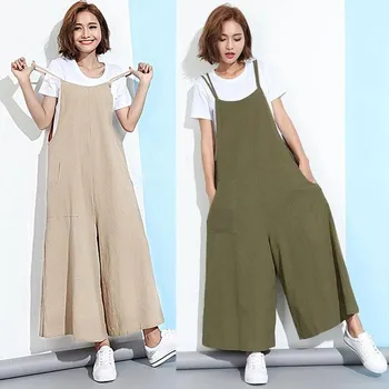 

Women's Sexy Jumpsuit New Solid Color Button Strap Sleeveless Wide Leg Pants Fashion Casual Loose Daily Four Seasons Bib Pants