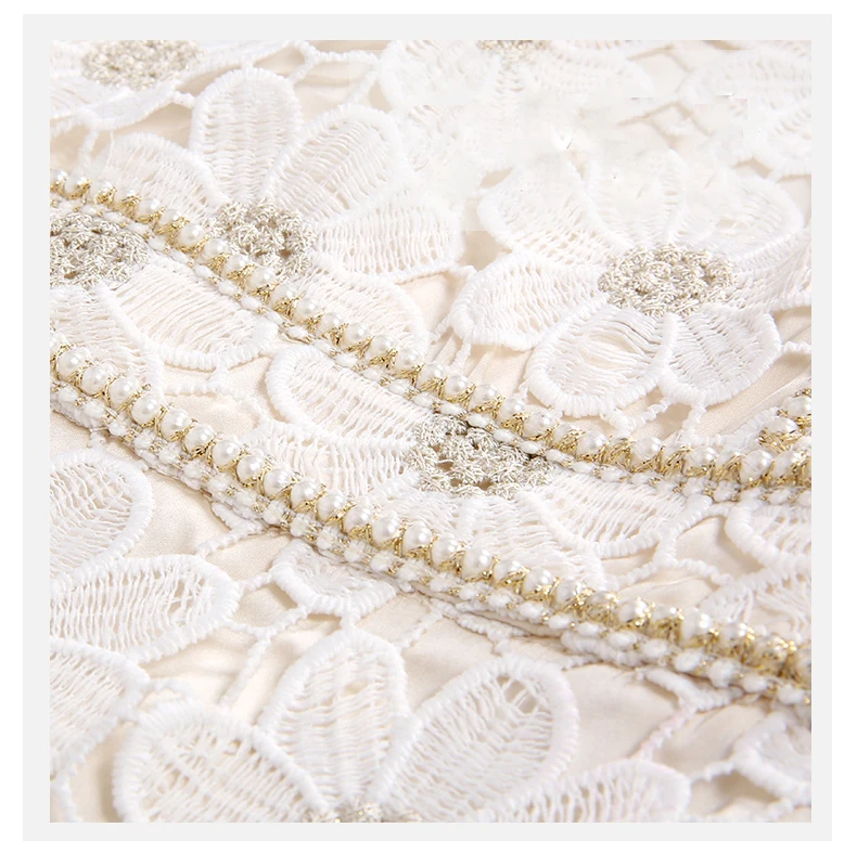 Women Lace Embroidery Dresses For Party 2021 Women'S Summer New Temperament Slim Round Neck High Waist Fashion Dress Office Lady