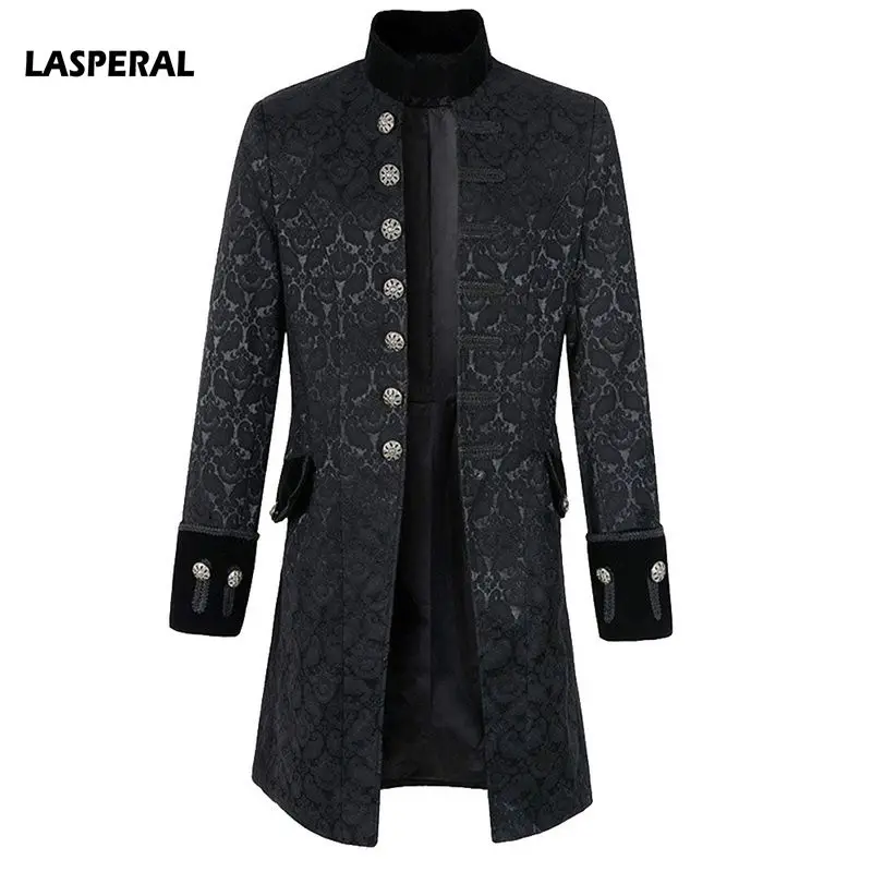 

Mens Gothic Brocade Jacket Frock Coat Steampunk Victorian Morning Coat Smart Jacket Black White Mens Wind Breaker 2019