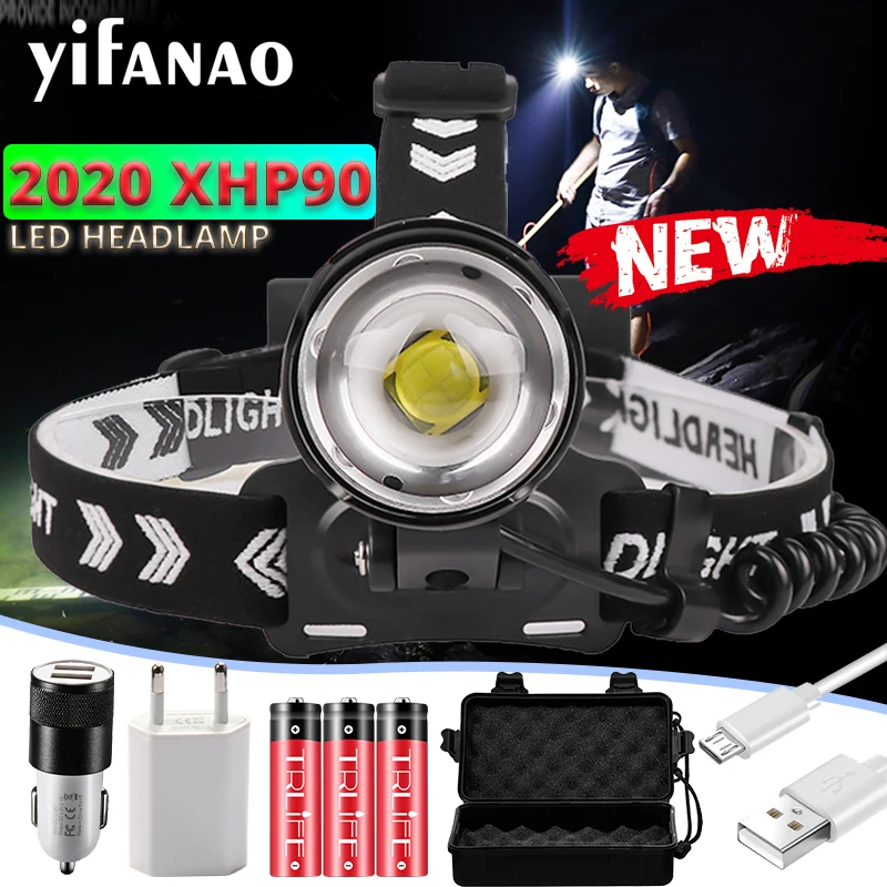 Новый XHP90.2 рыболовный налобный фонарь светодиодный головной светильник ультра