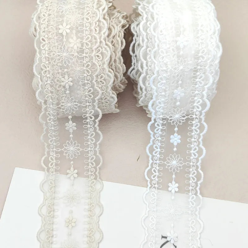 Lace Fabric Lace Ribbon Lace Garment Accessories Lace Sewing Supplies Lace Accessories Lace Sewing Accessories Lace Decoration 1 Yard Embroidery Lace For Crafts 6.5cm Tulle Fabric Sewing Ribbon Apparel DIY Trimmings African lace for Needlework