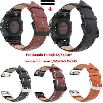 

New Quick Release Bracelet Leather Band For Garmin Fenix 5X 5 5S 3 3HR 935 945 Smart Wrist Watch for Garmin Fenix 6X 6 6S Strap