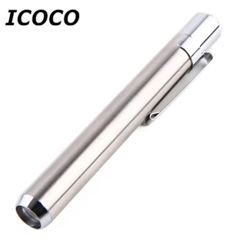 

ICOCO Mini Portable LED Purple Flashlight Pen Silver Fluorescent Agent UV Glue with AAA Battery for Business Gift Outdoor Light