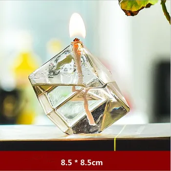 

Creative Cubic Shaped Glass Oil Lamp Wedding Decoration Handcraft Glass Candle Holder Friend Gift Glass Candle Holder