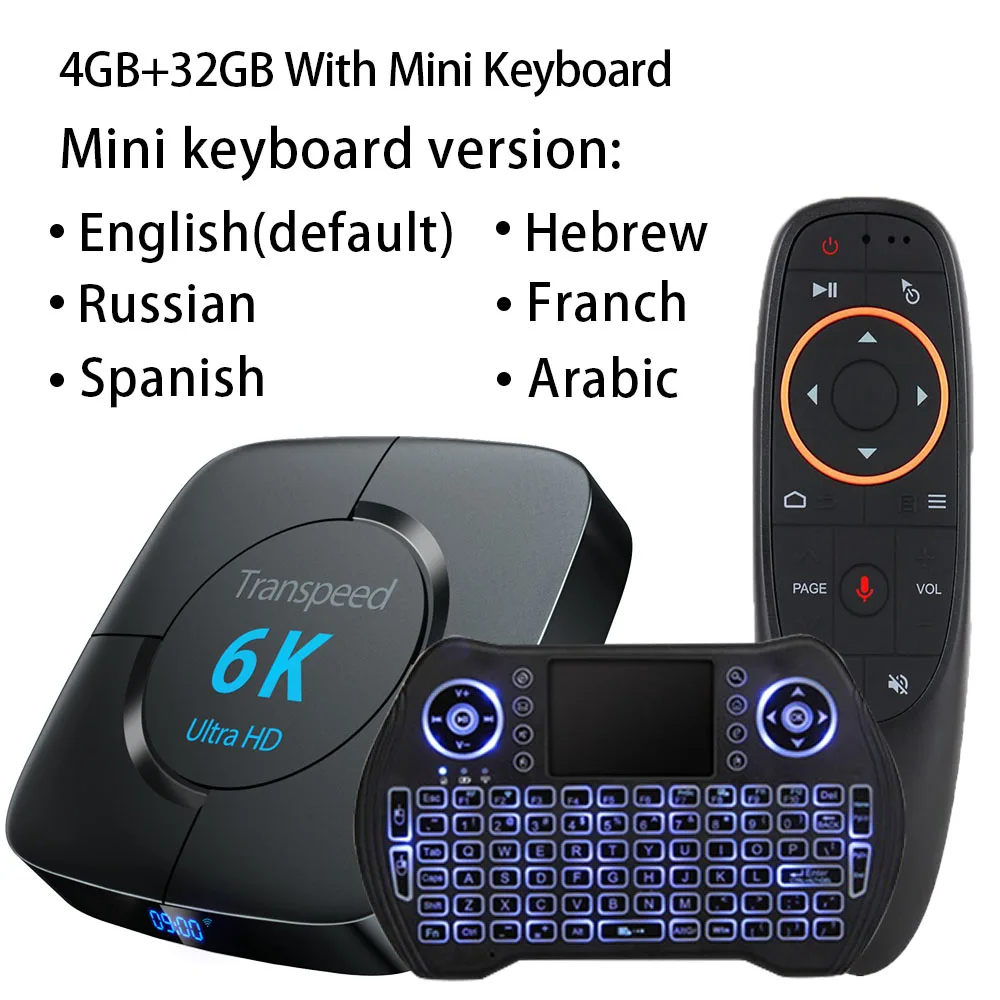 Android 9,0 4G 64G 6K 3D видео ТВ коробка Youtube Netflix Google Assistant Store Wifi телевизионная коробка с Bluetooth Play Набор магазина top BOX - Цвет: 32G keyboard airmous