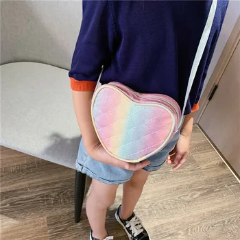 

Fashion Kids Baby Girls Shoulder Bags New Heart Shaped Sequined Zipper Handbag Children Mini Small Travelng Handy Crossbody Bag