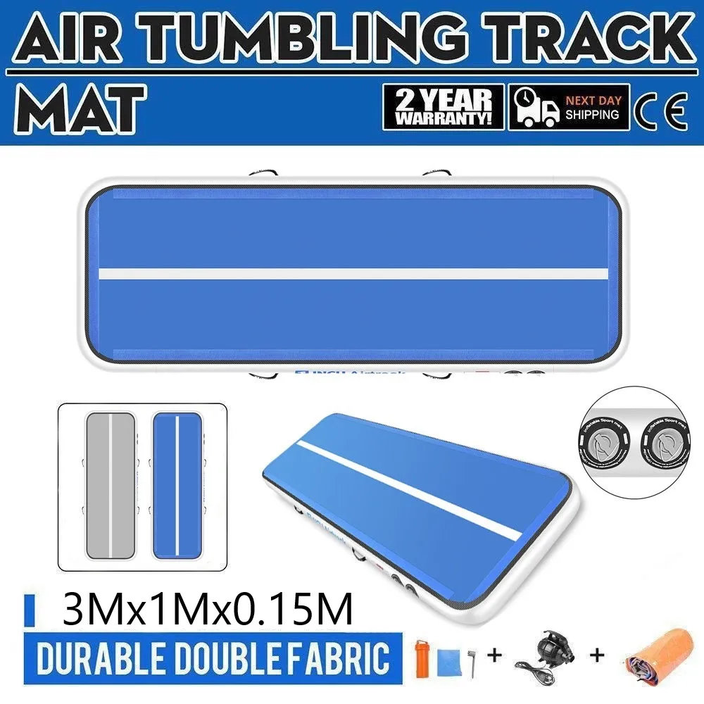 

Rimdoc 3M Airtrack Gymnastics Gym Tumble Yoga Mat Inflatable Air Track Gym Track Olympics Gym Mat for Kids Training Home Use