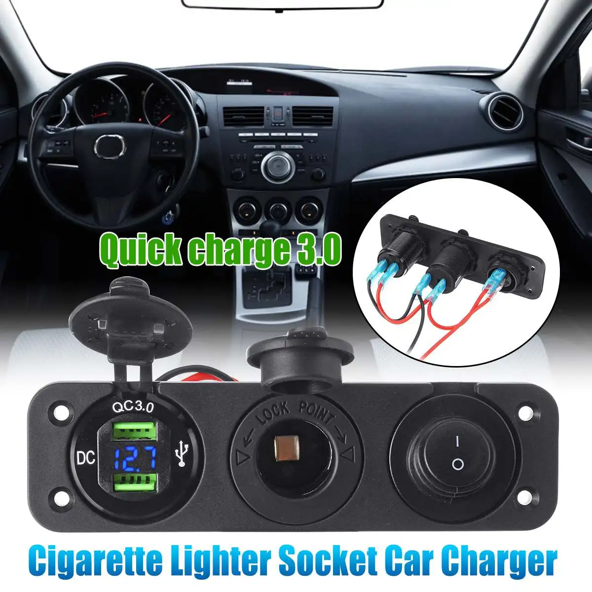 Разветвитель гнезда прикуривателя QC3.0 Dual USB Автомобильное зарядное устройство 10А адаптер питания+ панель для RV автомобиля лодки транспортных средств грузовика автомобильное зарядное устройство