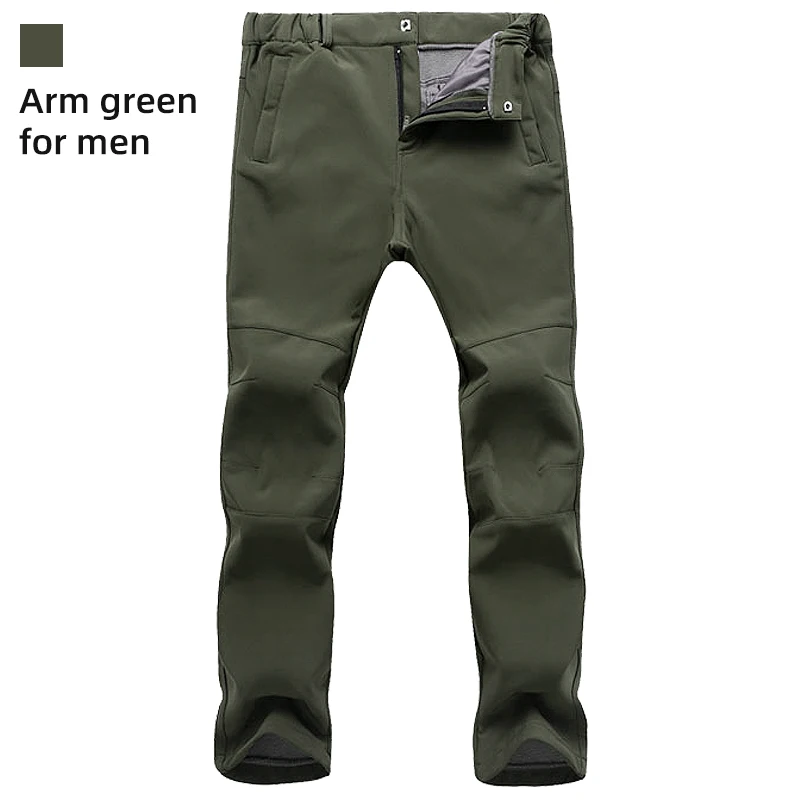 arm green for men COPOZZ флисовые походные брюки быстросохнущие водонепроницаемые 3D облегающие уличные брюки для рыбалки походные брюки для мужчин и женщин - Цвет: arm green for men