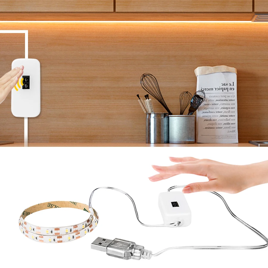 5 в USB Ручной развертки, умный переключатель, светодиодный светильник для шкафа, кухонный светильник, датчик движения, датчик движения, светодиодная лента для спальни, шкаф