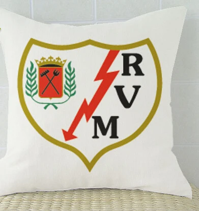 Чехол для подушки Rayo Vallecano, логотип команды, испанский футбольный клуб Rayo Vallecano de Madrid SAD, чехол для подушки оптом