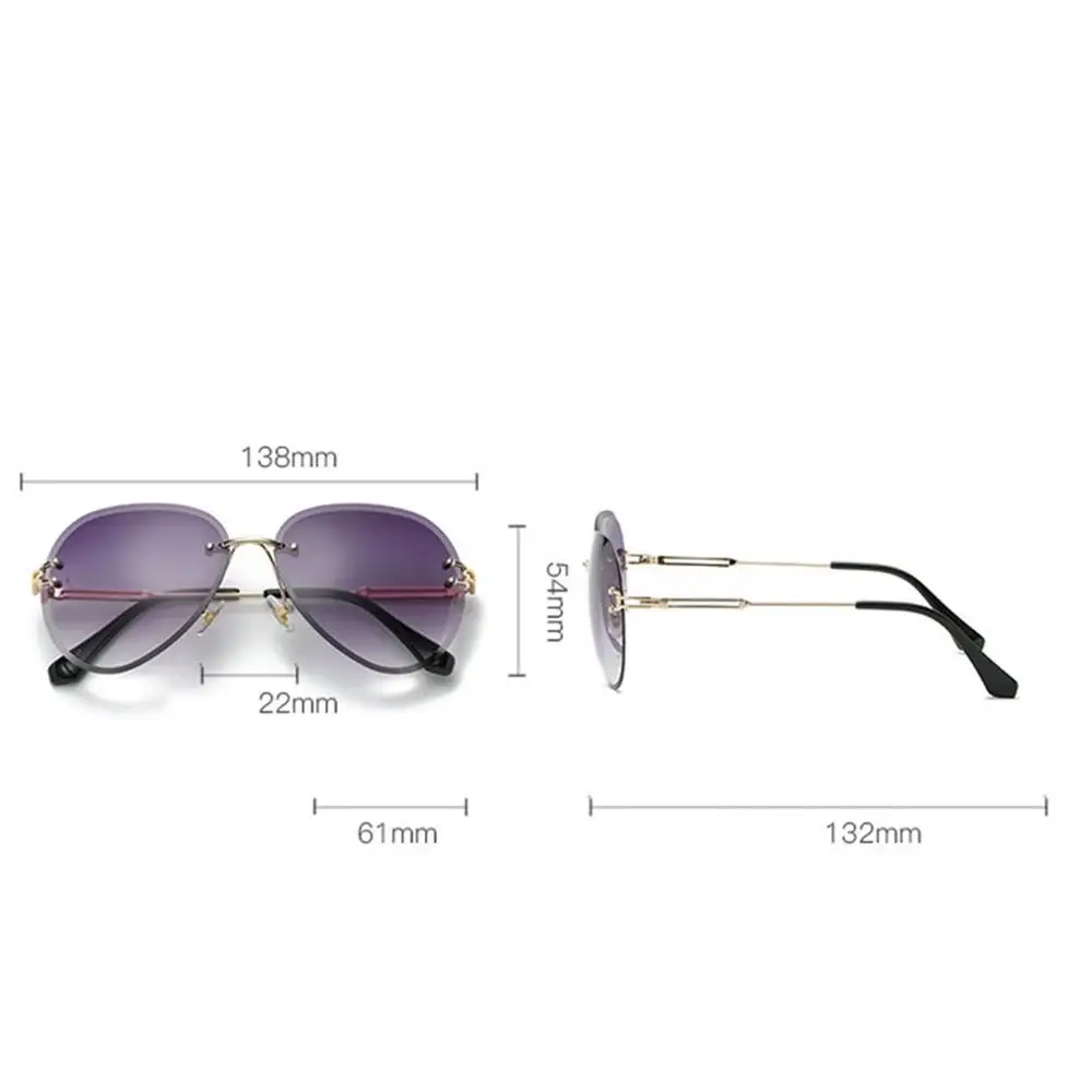 Rimless Sunglasses Women Gradient Shades Cutting Lens Ladies Frameless Metal Eyeglasses Uv400 Vintage Round