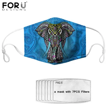 

FORUDESIGNS Harajuku Muffle Mouth Masks Bohemian Elephant Mandala Printed Funny Elastic Face Cover Mask Anti-dust Tapabocas