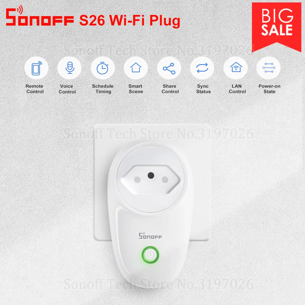Itead Sonoff S26 Новый BR/IL/IT/CH версия Wi Fi Smart Plug Switch удаленное управление на телефоне через