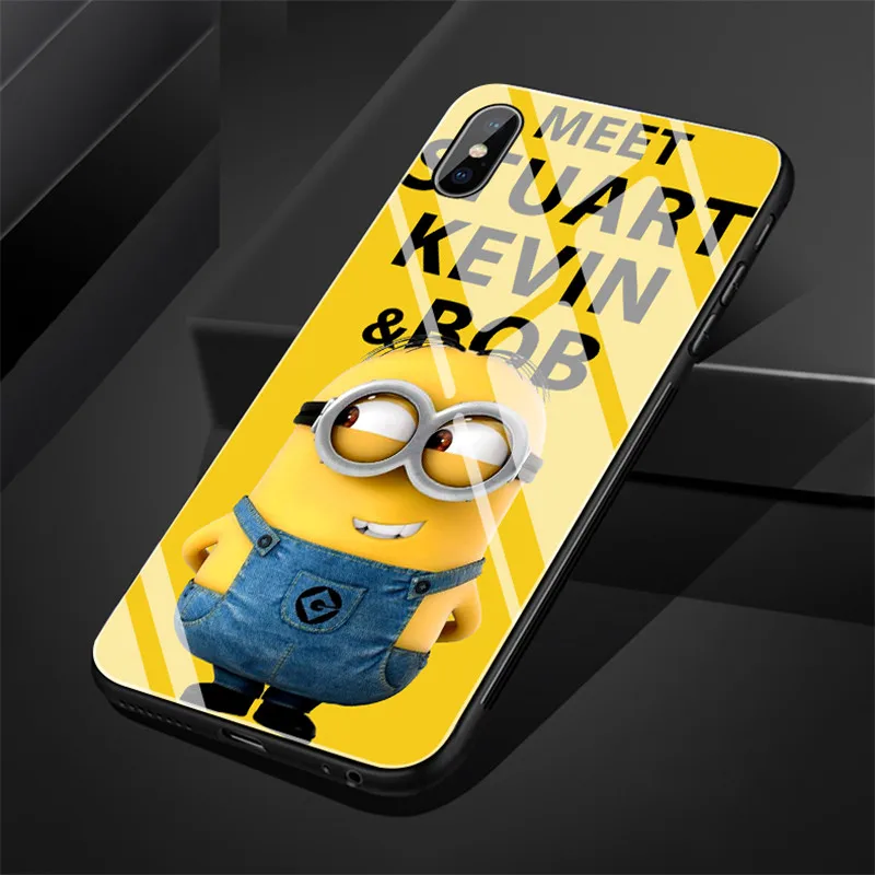 Гадкий я Миньоны для iPhone 6 6s 8 8Plus X 7 7Plus XR Xs Max 5 5S SE 11 Pro Max забавное закаленное стекло задняя крышка чехол для телефона - Цвет: 1220