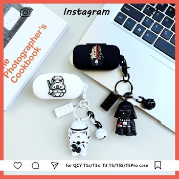 

Soft Silicone Cover for QCY T5 T5S T5Pro Case for QCY T3 Bluetooth Earphone Protect Cover Cool Decor Keyring for QCY T1S T1X Bag