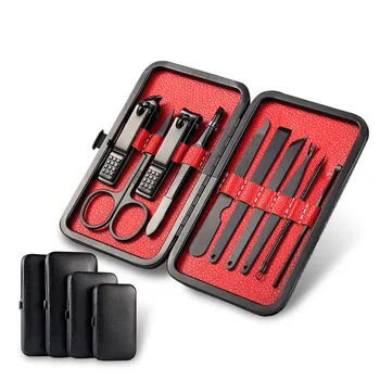 

10pcs Nail Clipper Kit with Case Nail Care Pedicure Cutters Scissor Tweezer Knife Professional Manicure Beauty Tool FH11