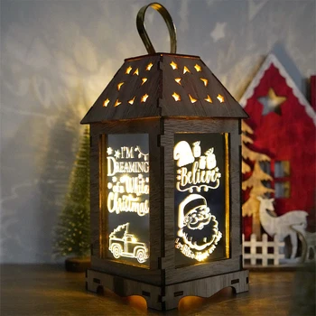 

Christmas Wooden Light Xmas Ornaments LED Night Light Christmas Decoration Hanging Ornaments Lamp For Home Party Decoration