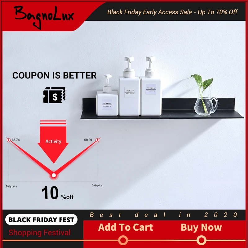 Wholesale Promotion Bathroom Accessories 30 50cm Modern Matt Black Bathroom Shelves Kitchen Wall Shelf Shower Bath Storage Rack Bathroom Shelves Aliexpress