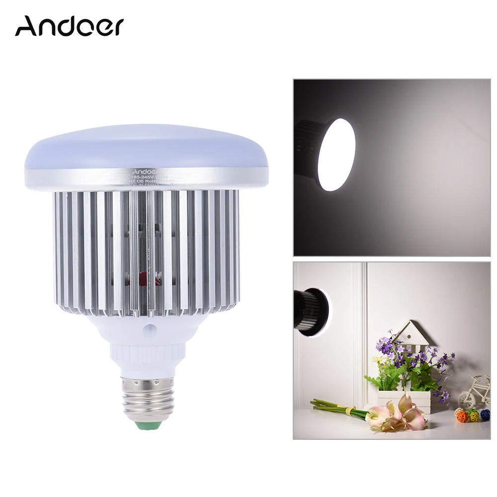 Andoer 50W 5500K 72 Beads E27 Socket Fill-in Softbox Photography LED Lamp Light Bulb for DSLR Camera &amp Smartphone Shooting |