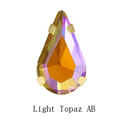 Light Topaz AB Yi Chuan Сияющие AB слеза Стразы в виде капли с золотыми когтями стекло Кристалл Стразы пони стразы пришить на одежду ремесла платья - Цвет: Light Topaz AB