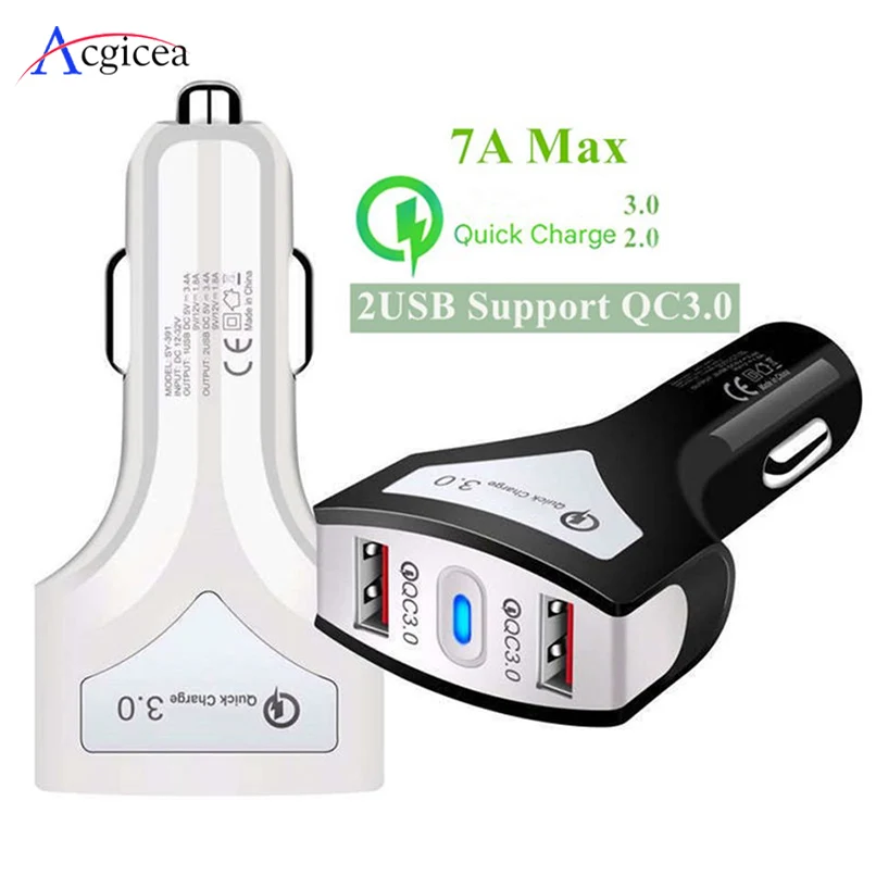

Dual USB Quick Charge 4.0 3.0 USB Car Charger For iPhone 11 Pro Max QC3.0 Fast Charging Car-Charger Mobile Phone Charger For Car